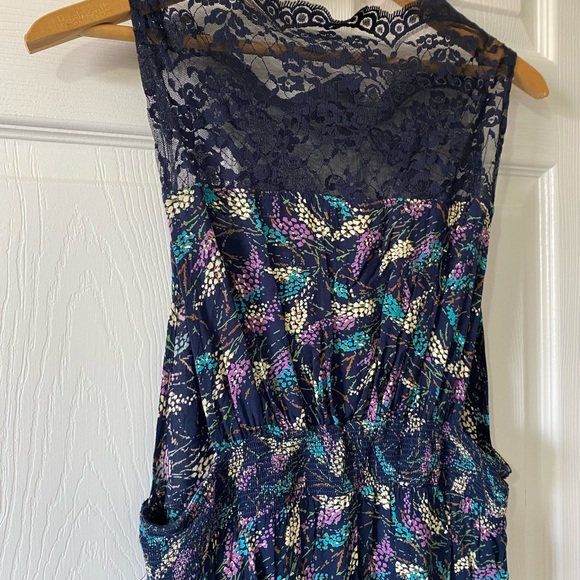 Free People Tea For Two Blue Lace Sleevles Dress - Picture 7 of 12